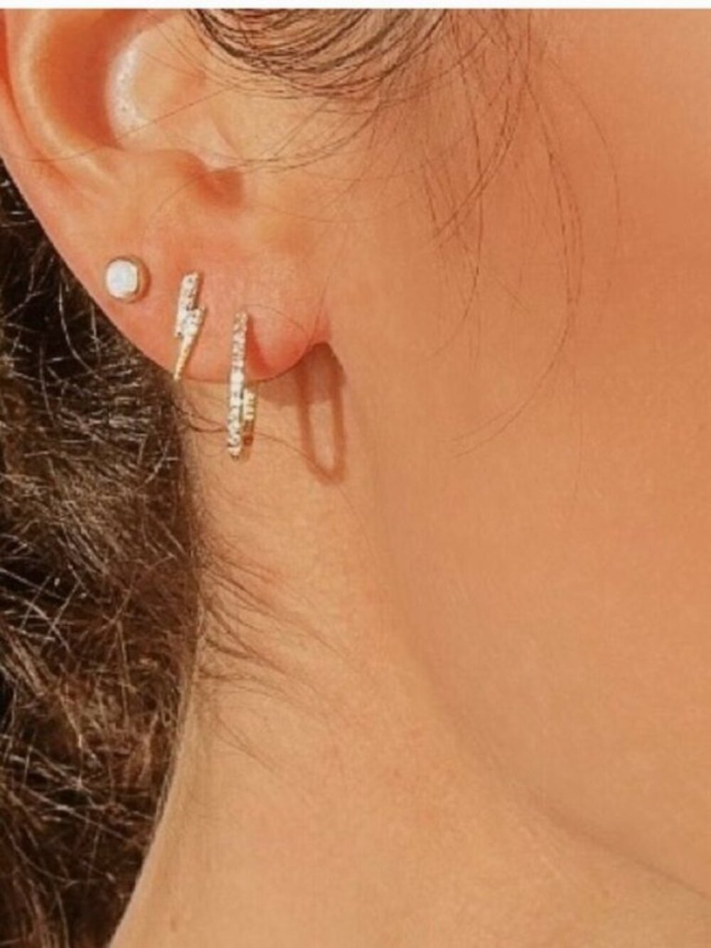 Dainty Diamond Lightening Bolt Stud Earring Screw in Tragus Hypoallergenic stud